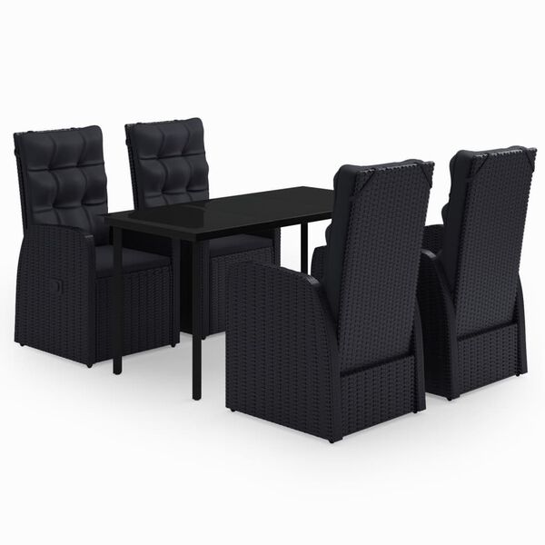 vidaXL 5 Piece Garden Dining Set with Cushions Black
