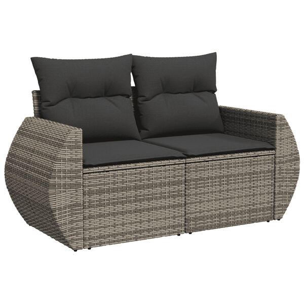 vidaXL 4 Piece Garden Sofa Set with Cushions Grey Poly Rattan