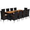 vidaXL 11 Piece Garden Dining Set with Cushions Black Poly Rattan