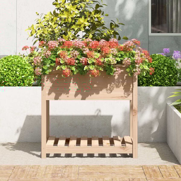 vidaXL Planter with Shelf 82.5x54x81 cm Solid Wood Pine