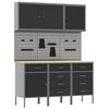vidaXL Work Cabinet 8 pcs Black and Grey Engineered Wood and Steel