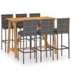 vidaXL 7 Piece Garden Bar Set with Cushions Grey