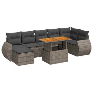 vidaXL 8 Piece Garden Sofa Set with Cushions Grey Poly Rattan