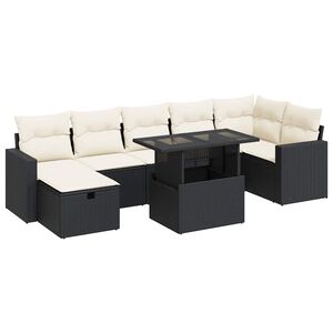 vidaXL 8 Piece Garden Sofa Set with Cushions Black Poly Rattan
