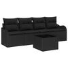 vidaXL Garden Sofa Set with Storage 5 pcs Black Poly Rattan