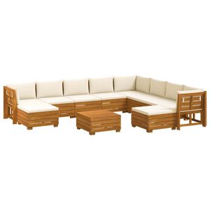 vidaXL 11 pcs Outdoor Sofa Set Solid Acacia Wood Brown