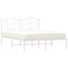 vidaXL Metal Bed Frame without Mattress with Headboard White 135x190cm