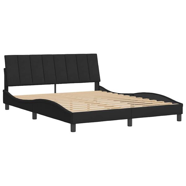 vidaXL Bed Frame without Mattress "Hanko" Black 152x203 cm Queen Velvet