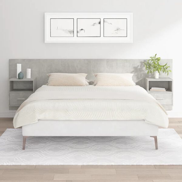 vidaXL Bed Headboard with Cabinets Concrete Grey Engineered Wood
