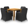vidaXL 5 Piece Garden Dining Set Black
