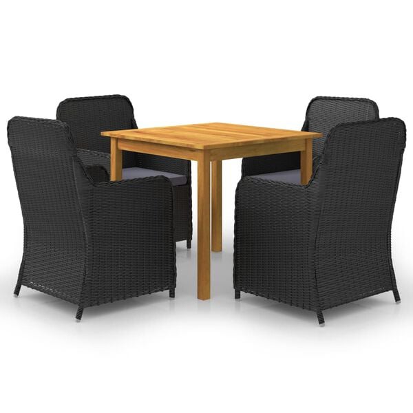 vidaXL 5 Piece Garden Dining Set Black