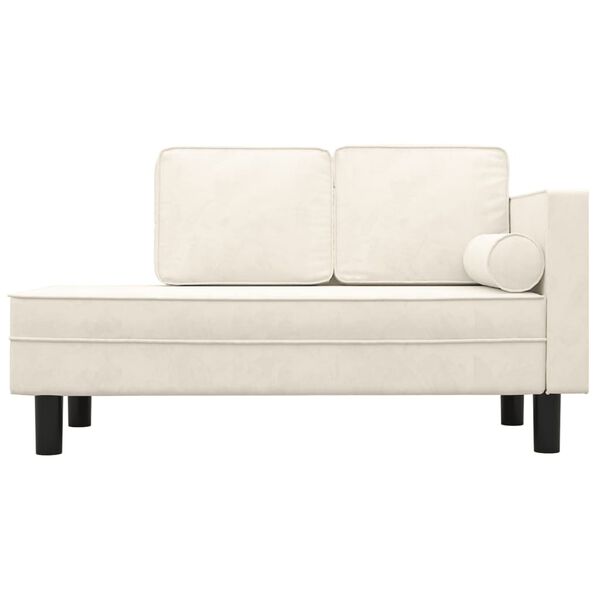 vidaXL Chaise Lounge with Cushions and Bolster Cream Velvet