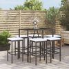 vidaXL 7 Piece Garden Bar Set with Cushions Black Poly Rattan