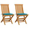 vidaXL Garden Chairs with Blue Cushions 2 pcs Solid Teak Wood