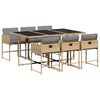 vidaXL 7 Piece Garden Dining Set with Cushions Mix Beige Poly Rattan