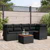 vidaXL 6 Piece Garden Sofa Set with Cushions Black Poly Rattan
