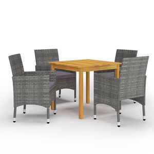 vidaXL 5 Piece Garden Dining Set Grey