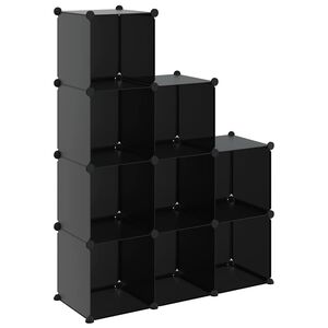 vidaXL Storage Cube Organiser with 9 Cubes Black PP