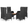 vidaXL 5 Piece Garden Dining Set with Cushions Black Poly Rattan