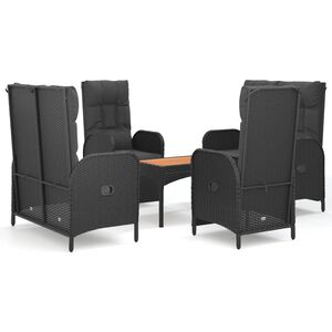 vidaXL 5 Piece Garden Dining Set with Cushions Black Poly Rattan