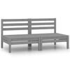 vidaXL Garden Middle Sofas 2 pcs Grey Solid Wood Pine