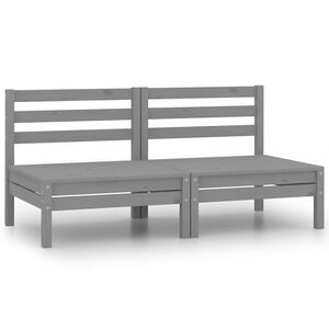 vidaXL Garden Middle Sofas 2 pcs Grey Solid Wood Pine