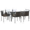 vidaXL 7 Piece Garden Dining Set with Cushions Poly Rattan and Steel