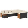 vidaXL 10 Piece Garden Sofa Set with Cushions Black Poly Rattan