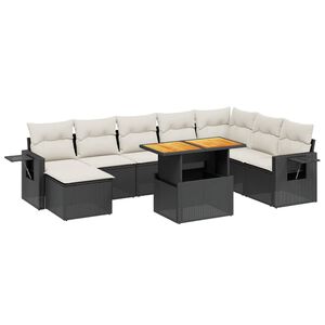vidaXL 9 Piece Garden Sofa Set with Cushions Black Poly Rattan