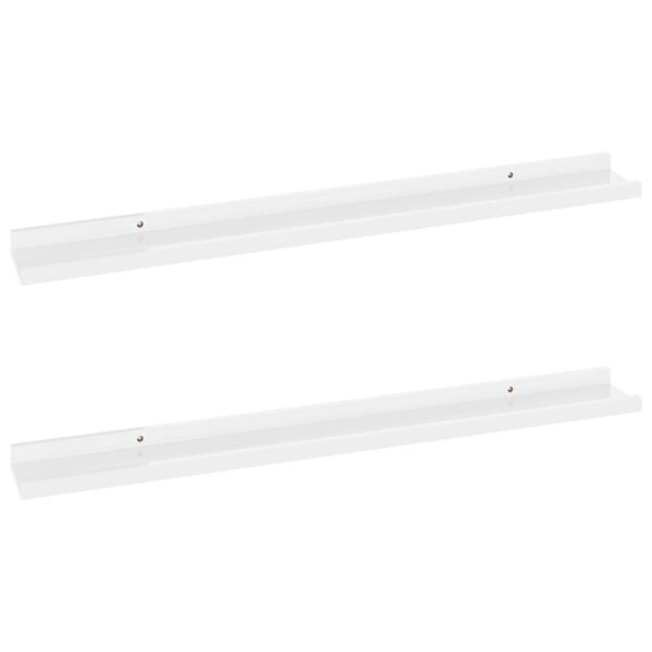 vidaXL Wall Shelves 2 pcs High Gloss White 80x9x3 cm