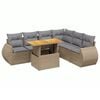 vidaXL 7 Piece Garden Sofa Set with Cushions Beige Poly Rattan