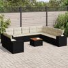 vidaXL 11 Piece Garden Sofa Set with Cushions Black Poly Rattan