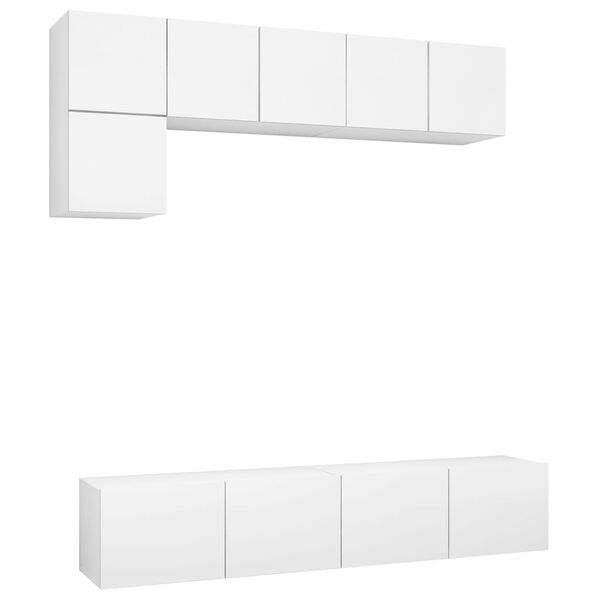 vidaXL 5 Piece TV Cabinet Set White Engineered Wood
