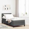 vidaXL Box Spring Bed Dark Grey and White 107 x 203 cm Fabric