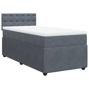 vidaXL Box Spring Bed with Mattress Dark Grey King Single Velvet