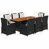 vidaXL 9 Piece Garden Dining Set with Cushions Black Poly Rattan