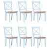 vidaXL Dining Chair | Set of 6 | Grey and natural | Solid rubber wood | Standard