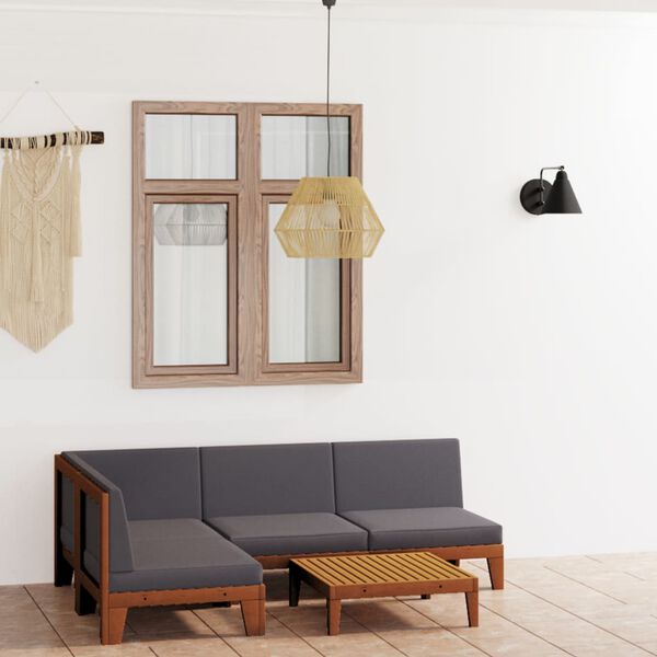 vidaXL 5 Piece Garden Lounge Set with Cushions Solid Acacia Wood