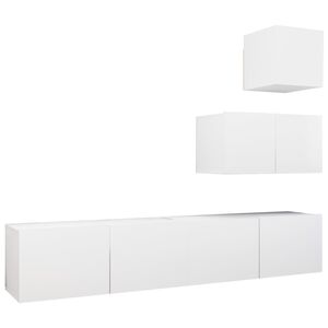 vidaXL 4 Piece TV Cabinet Set White Engineered Wood