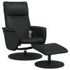vidaXL Massage Recliner Chair with Footstool Black Faux Leather