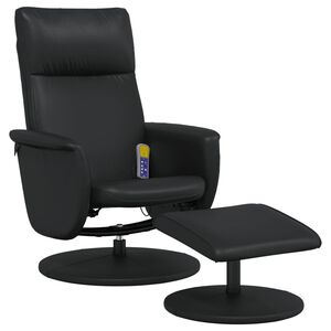 vidaXL Massage Recliner Chair with Footstool Black Faux Leather