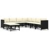 vidaXL 9 Piece Garden Lounge Set with Cushions Poly Rattan Black