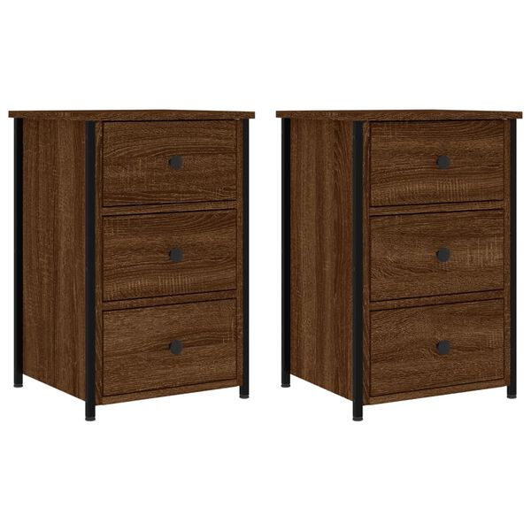 vidaXL Bedside Cabinets 2 pcs Brown Oak 40x36x60 cm Engineered Wood
