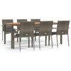 vidaXL 7 Piece Garden Dining Set with Cushions Grey Poly Rattan