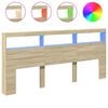 vidaXL Headboard Cabinet with LED Sonoma Oak 220x17x102 cm