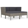 vidaXL 4 Piece Garden Lounge Set with Cushions Poly Rattan Grey