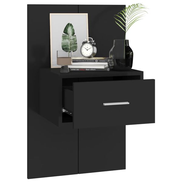 vidaXL Wall-mounted Bedside Cabinets 2 pcs Black