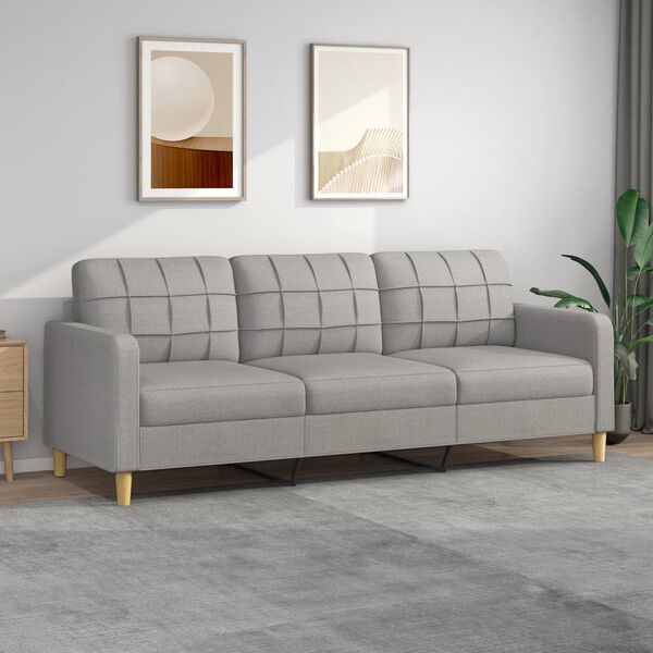 vidaXL 3-Seater Sofa Light Grey 210 cm Fabric
