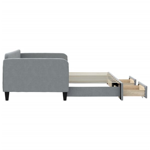 vidaXL Daybed with Trundle&Drawers without Mattress Light Grey 90x190 cm