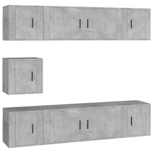 vidaXL 7 Piece TV Cabinet Set Concrete Grey Engineered Wood